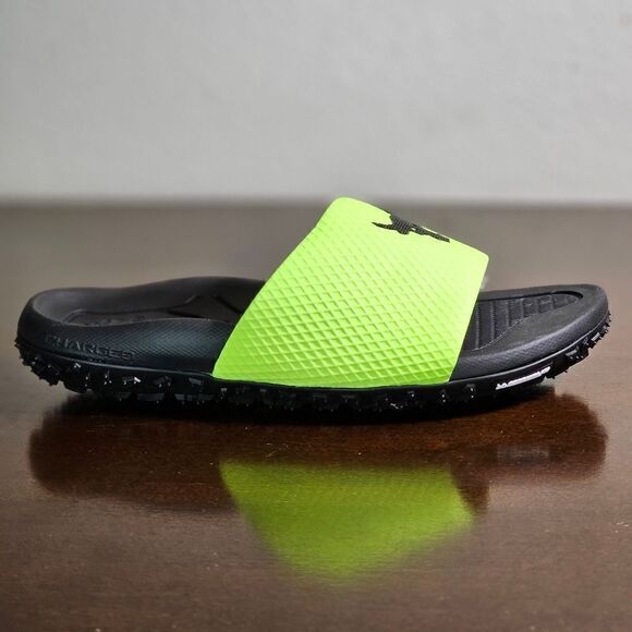 Under Armour UA Project Rock Slides 2.0 Volt Green Black Michelin Gripper 13 New - Picture 11 of 16